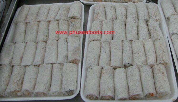 Springroll Rice Net Shrimp & Crab_500gr on production step.