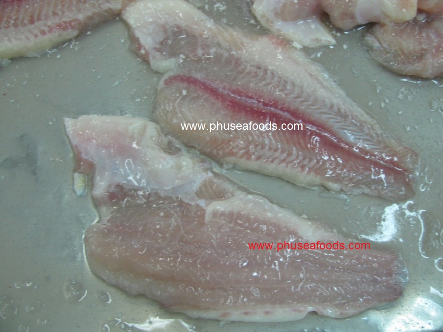 Untrimmed Pangasius hypophthalmus Fillets after soaking
